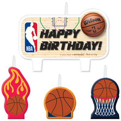 NBA Happy Birthday Wax Candle Set, Brown, 4.5-inch, 4-pk