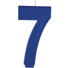 Bright Blue Number 7 Birthday Candle, 5.25-in
