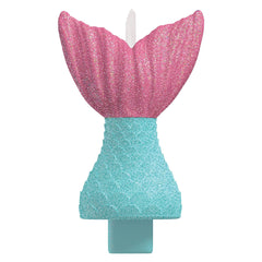 Shimmering Mermaids Tail Wax Candle, Pink/Blue, 3-inch