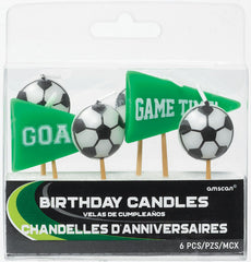 Soccer Game Time Wax Candle Set, Green, 3-inch, 6-pk