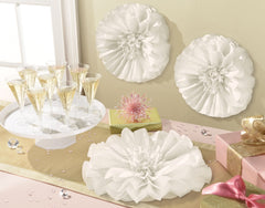 Tissue Pom Pom Decorations, White, 9-inch, 3-pk