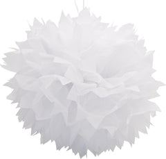 White Fluffy Tissue Pom Pom Decorations, 16-inch, 3-Pack