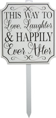 "This Way to Happily Ever After" Yard Stake Sign, White, 30-inch, Wedding