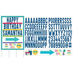 Happy Birthday DIY Customizable Yard Stake Sign, Blue, 38-inch