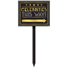 Awards Night "Celebrities This Way" Yard Stake Sign, Black/Gold, 28 inch
