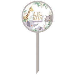 Jungle Baby "Hello Baby" Outdoor Yard Sign, Grey, 36-inch