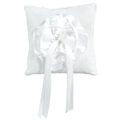 Sequin Ring Bearer Pillow, White, One Size, for Wedding