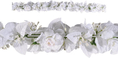 White Rose & Leaf Fabric Garland, 6-foot