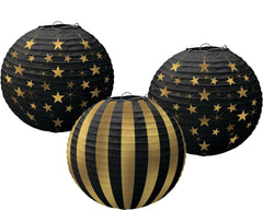 Gold Stars & Stripes Paper Lanterns, 3-pc