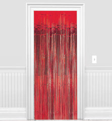 Vibrant Apple Red Metallic Door Curtain - 3' x 8'