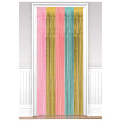 Pastel & Gold Fringe Doorway Curtain, 8ft