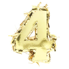 Metallic Gold Number 4 Mini Pinata Decoration, 6-in