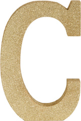 Glitter Gold Letter C Standing Block Sign, 4-Inch
