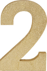 Glitter Gold Number 2 Sign, 10-in