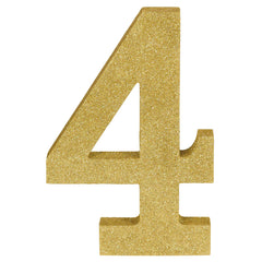 Glitter Gold Number 4 Sign, 10-Inch