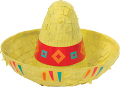 Fiesta Sombrero Hat Pinata, Yellow, 6.5-inch Hanging Decoration