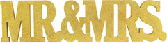 Mr & Mrs Standing Block Sign, Gold, 22-inch