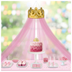 Disney Princess Once Upon a Time Canopy Tulle Decoration, Gold/Pink, 90-inch, 4-pk