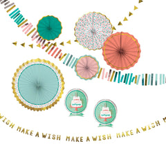 Happy Cake Day Room Decorating Kit, Blue/Pink, 16-inch, 10-pk