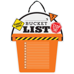 Over the Hill "Bucket List" Hanging Sign Decoration, Orange, 15-inch