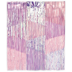 Luminous Plastic Fringe Backdrop, Purple/Silver, 48-inch