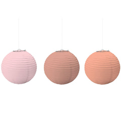 Paper Lanterns, Metallic Rose Gold & Pink, 3-pk