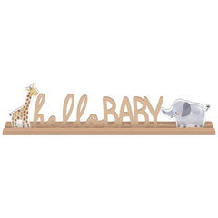 Jungle Baby Hello Baby Standing Sign, Brown, 21-inch