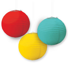 Vibrant Rainbow Round Paper Lanterns, 11-inch, 3-Pack