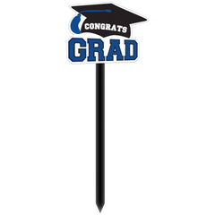 Congrats Grad Outdoor Yard Stake Sign, Blue, 10-inch