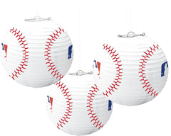 MLB Paper Lantern Hanging Decorations, White/Red, 9.5-inch, 3-pk