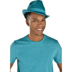 Glitter Fabric Fedora Hat, Blue, One Size