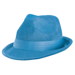 Light Blue Fabric Fedora Hat, One Size