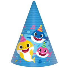 Baby Shark Cone Party Hats - Pack of 8