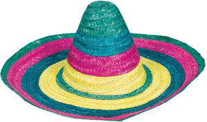 Fiesta Sombrero Straw Hat, Multi-Colored, One Size, Wearable Costume Accessory