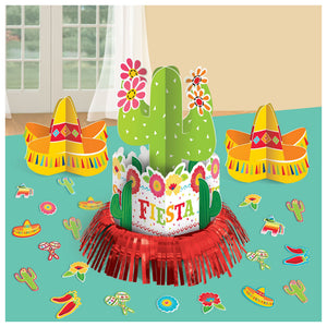 Fiesta Cactus Table Decorating Kit, Green/Red, 12-inch, 23-pk