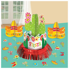 Fiesta Cactus Table Decorating Kit, Green/Red, 12-inch, 23-pk