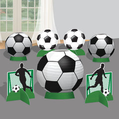 Soccer Sign Table Centerpiece Decorations, Black/White, 9.5-inch, 8-pk