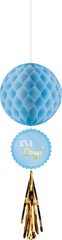It's a Boy Honeycomb Decorations, Gold/Blue, 19-inch, 3-pk