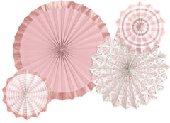 Blush Rose Gold Fan Decorations, 16-inch, 4-pk
