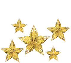 Star Hanging Decorations, Gold, 8-inch, 5-pk