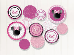 Disney Minnie Mouse Fan Decorations, Pink, 15.75 inch, 17-pk