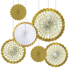 Gold Fan Hanging Decorations, 15-inch, 12-pk