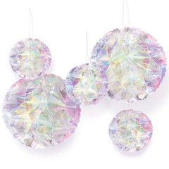 Luminous Iridescent Honeycomb Hanging Decorations, 5 inch, 5-pk