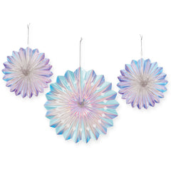 Luminous Fan & Star Decorations, Purple/Iridescent, 16-inch, 3-pk