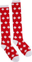 Adult Maple Leaf Knee-High Socks, Red/White, One Size, 2-pcs