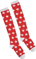 Adult Maple Leaf Knee-High Socks, Red/White, One Size, 2-pcs