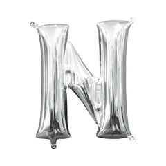 Silver Metallic Letter 'N' Foil Balloon