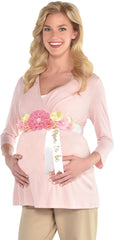 Mom to Be Floral Bump Sash, White/Pink, One Size