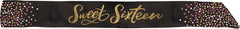 Sweet Sixteen Reversible Sash, Black/Pink/Gold, One Size