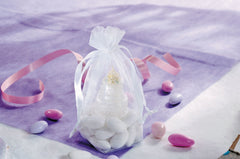 Mesh Favor Bags, White, 7-in, 12-pk, for Baby Shower